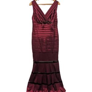LM Collection by‎ Villa Bell Evening Gown Maxi Dress Burgundy Wedding Guest MOB